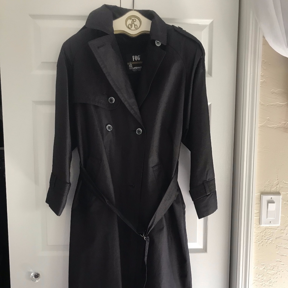 London Fog Vintage Charcoal Grey Trenchcoat sz 10